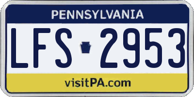 PA license plate LFS2953