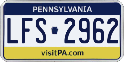PA license plate LFS2962
