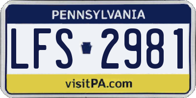 PA license plate LFS2981