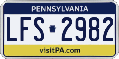 PA license plate LFS2982