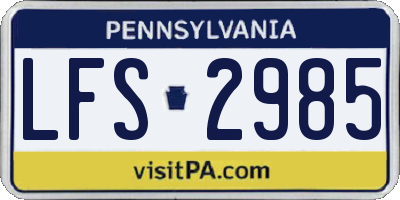 PA license plate LFS2985
