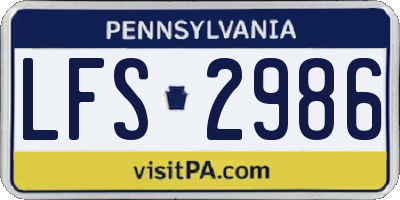 PA license plate LFS2986