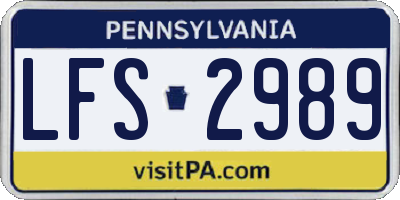 PA license plate LFS2989