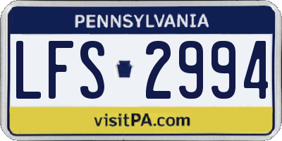 PA license plate LFS2994