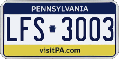 PA license plate LFS3003