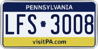 PA license plate LFS3008