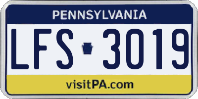 PA license plate LFS3019