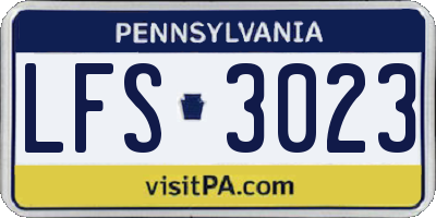 PA license plate LFS3023
