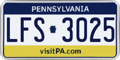 PA license plate LFS3025