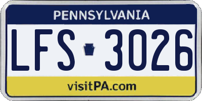 PA license plate LFS3026