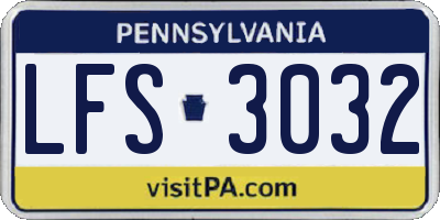 PA license plate LFS3032