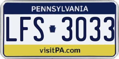 PA license plate LFS3033