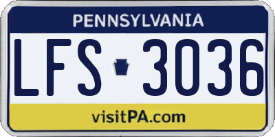 PA license plate LFS3036