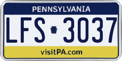 PA license plate LFS3037