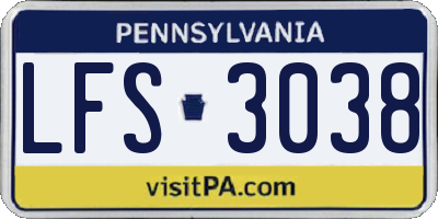 PA license plate LFS3038