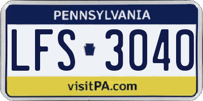 PA license plate LFS3040