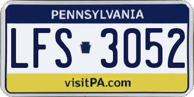 PA license plate LFS3052