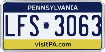 PA license plate LFS3063