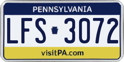PA license plate LFS3072