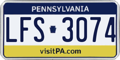 PA license plate LFS3074