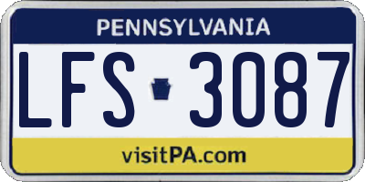 PA license plate LFS3087