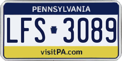 PA license plate LFS3089
