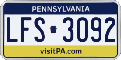 PA license plate LFS3092