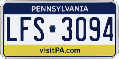 PA license plate LFS3094
