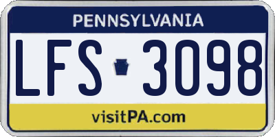 PA license plate LFS3098