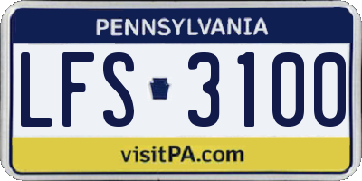 PA license plate LFS3100