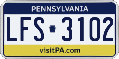 PA license plate LFS3102