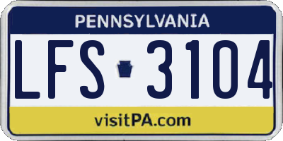 PA license plate LFS3104