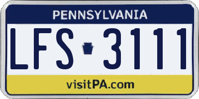 PA license plate LFS3111