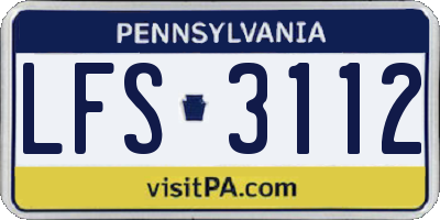 PA license plate LFS3112