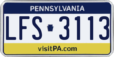 PA license plate LFS3113