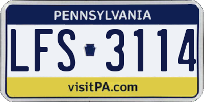 PA license plate LFS3114