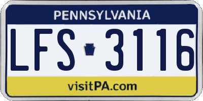 PA license plate LFS3116