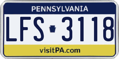 PA license plate LFS3118