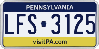 PA license plate LFS3125