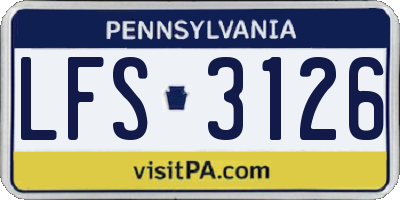 PA license plate LFS3126