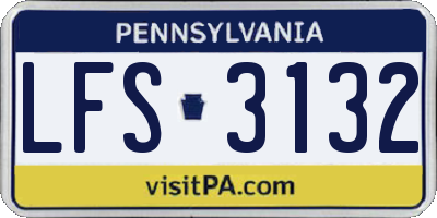 PA license plate LFS3132