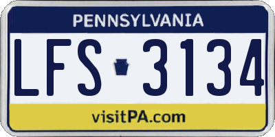 PA license plate LFS3134