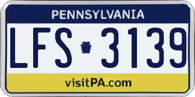 PA license plate LFS3139
