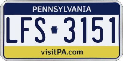 PA license plate LFS3151