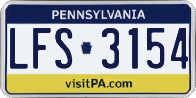 PA license plate LFS3154