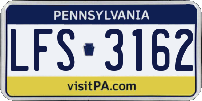 PA license plate LFS3162