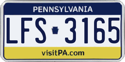 PA license plate LFS3165