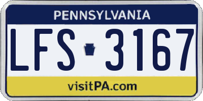 PA license plate LFS3167