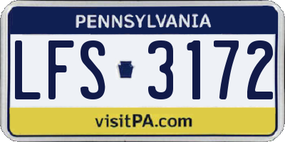 PA license plate LFS3172