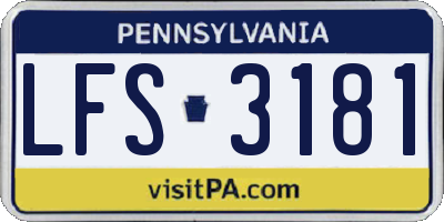 PA license plate LFS3181